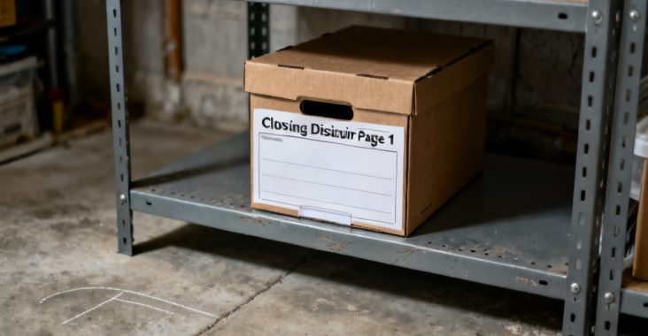 closing disclosure page 1 waiting on a hallway console