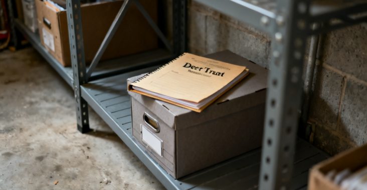 deed trust mortgage folder on a patio table