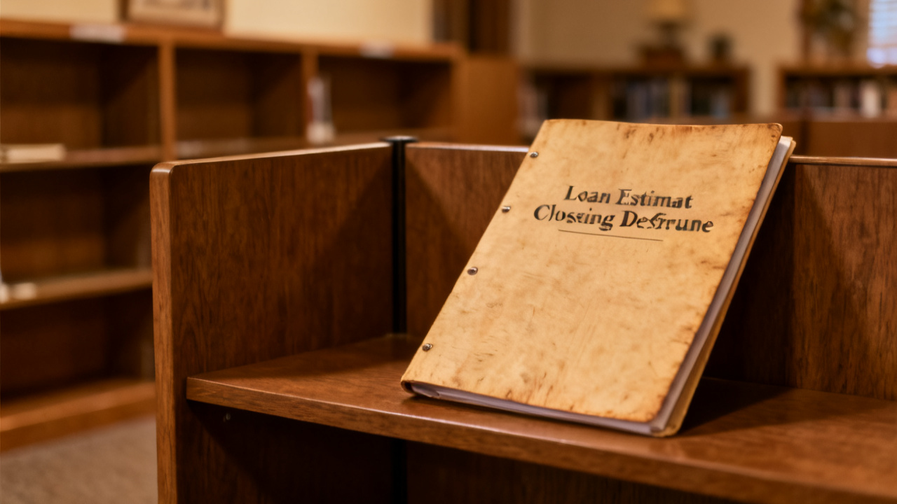 Household folding card table with loan estimate closing disclosure folder