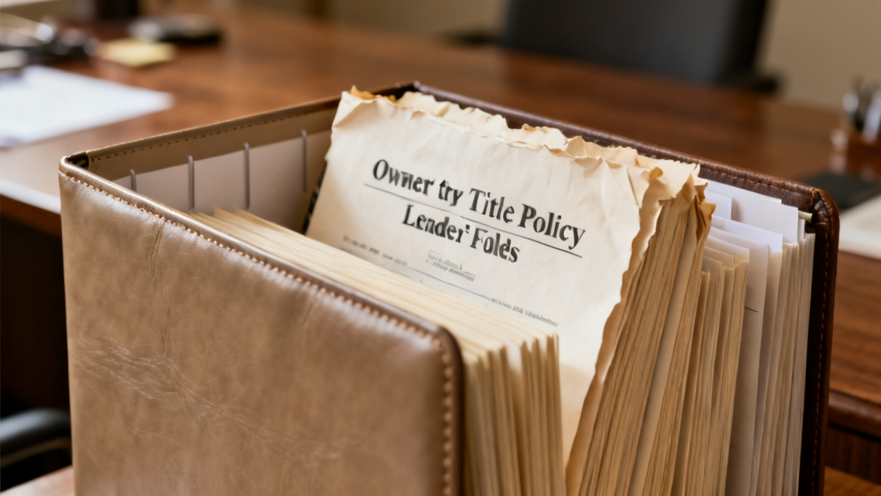 owner's title policy lender's folder close-up, unlabeled