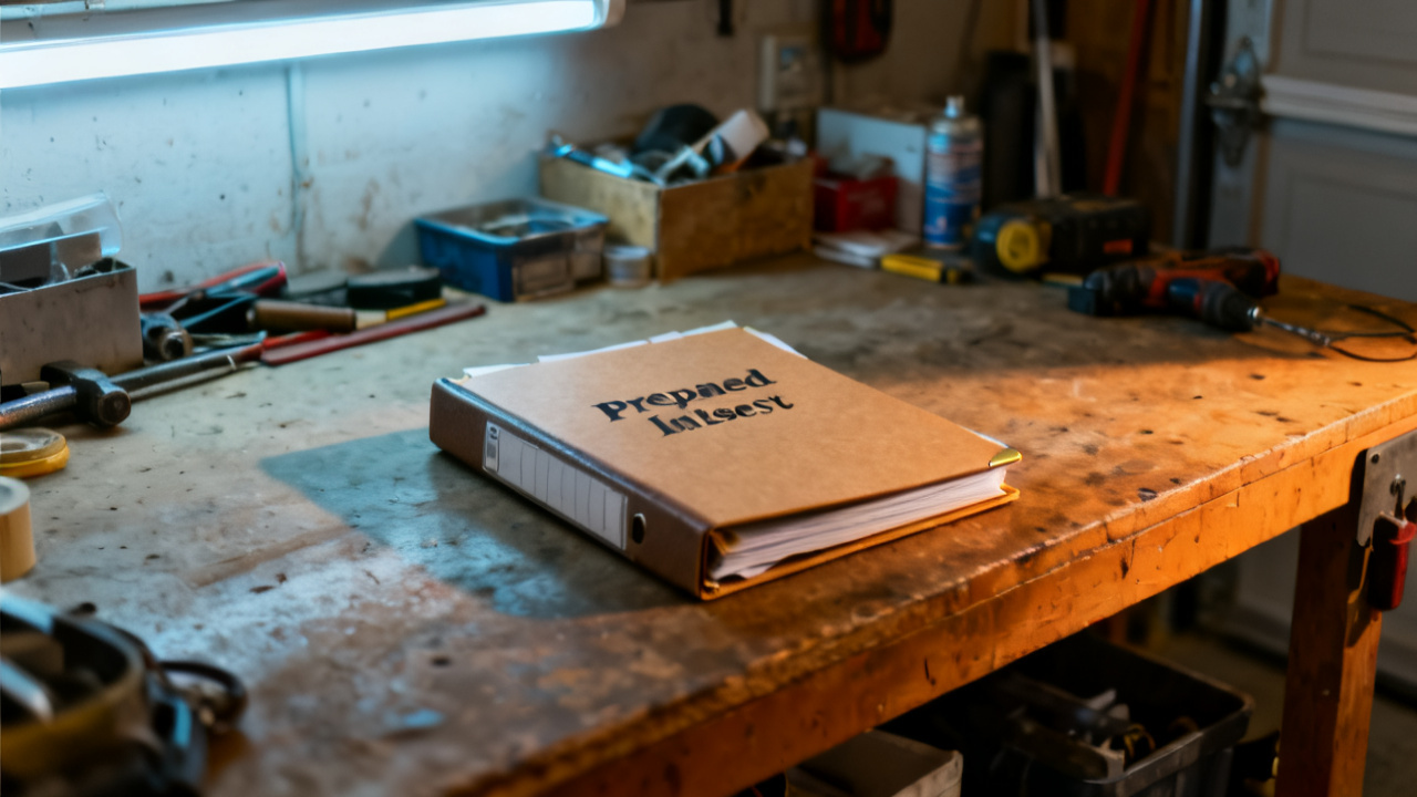 Prepaid Interest scene at a garage workbench