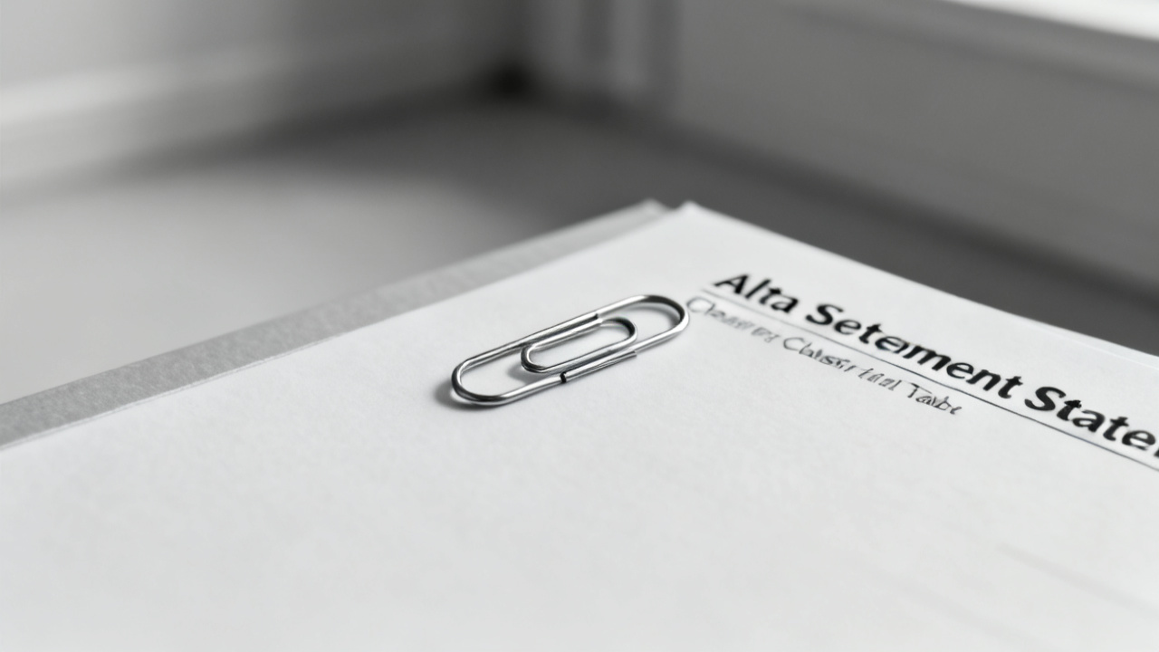 Crop of alta settlement statement closing folder on hallway console