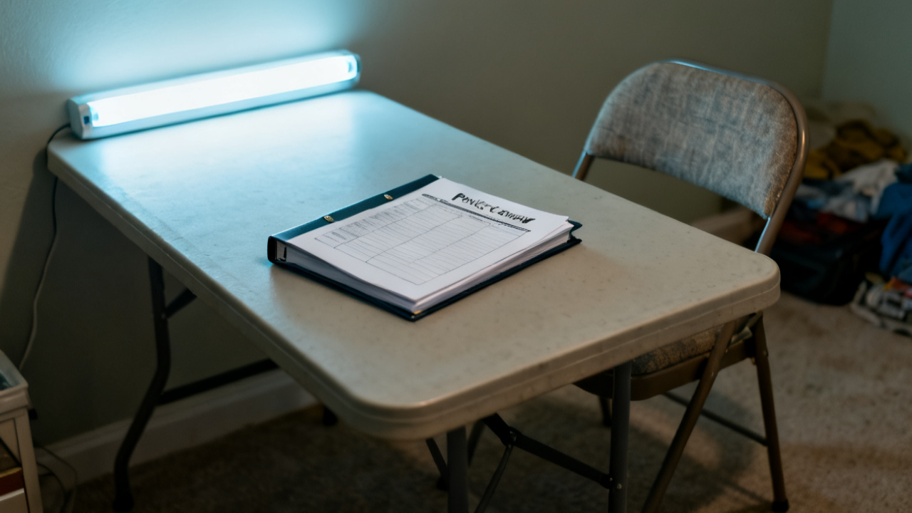 Household covered porch ledge with title policy recording folder
