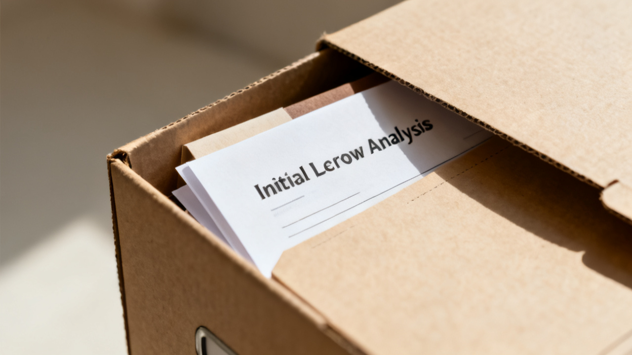Crop of initial escrow analysis folder on hallway console