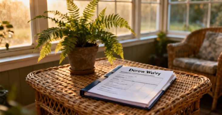 escrow waiver escrow account folder on a covered porch ledge