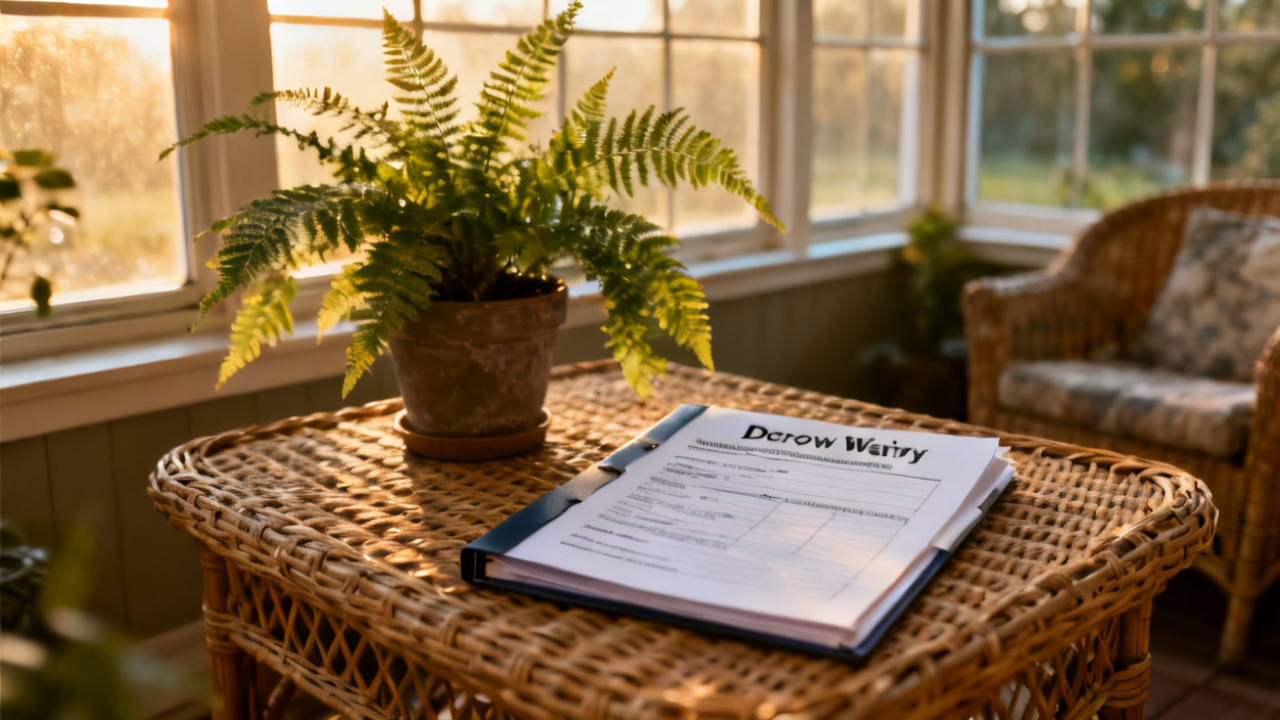 escrow waiver escrow account folder on a covered porch ledge