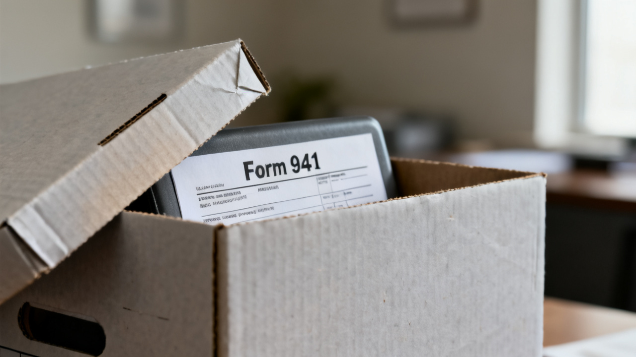form 941 beside a statement sleeve
