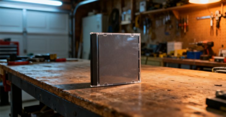 post-closing cd folder on a folding card table