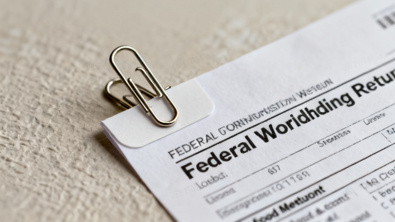 Crop of state withholding return federal folder on dining table