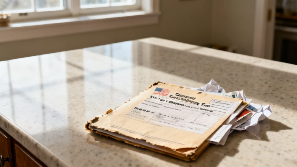 state withholding return federal folder waiting on a dining table
