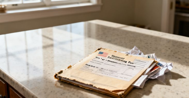 state withholding return federal folder waiting on a dining table