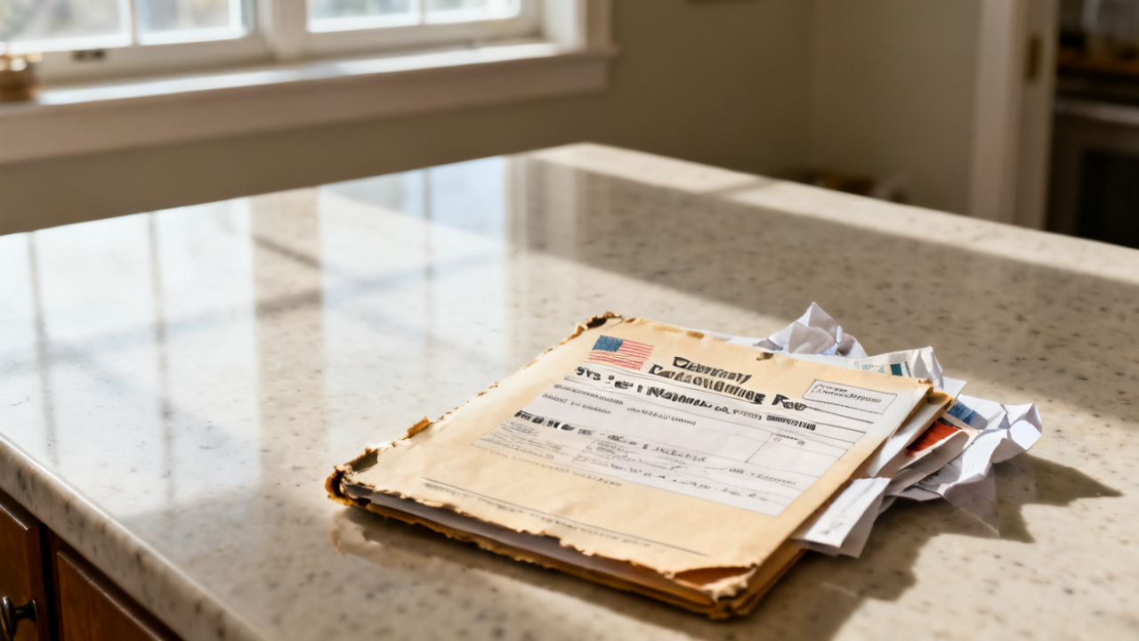 state withholding return federal folder waiting on a dining table