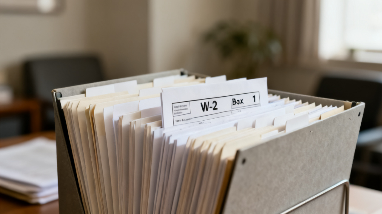 unlabeled tab with w-2 box 1 box folder