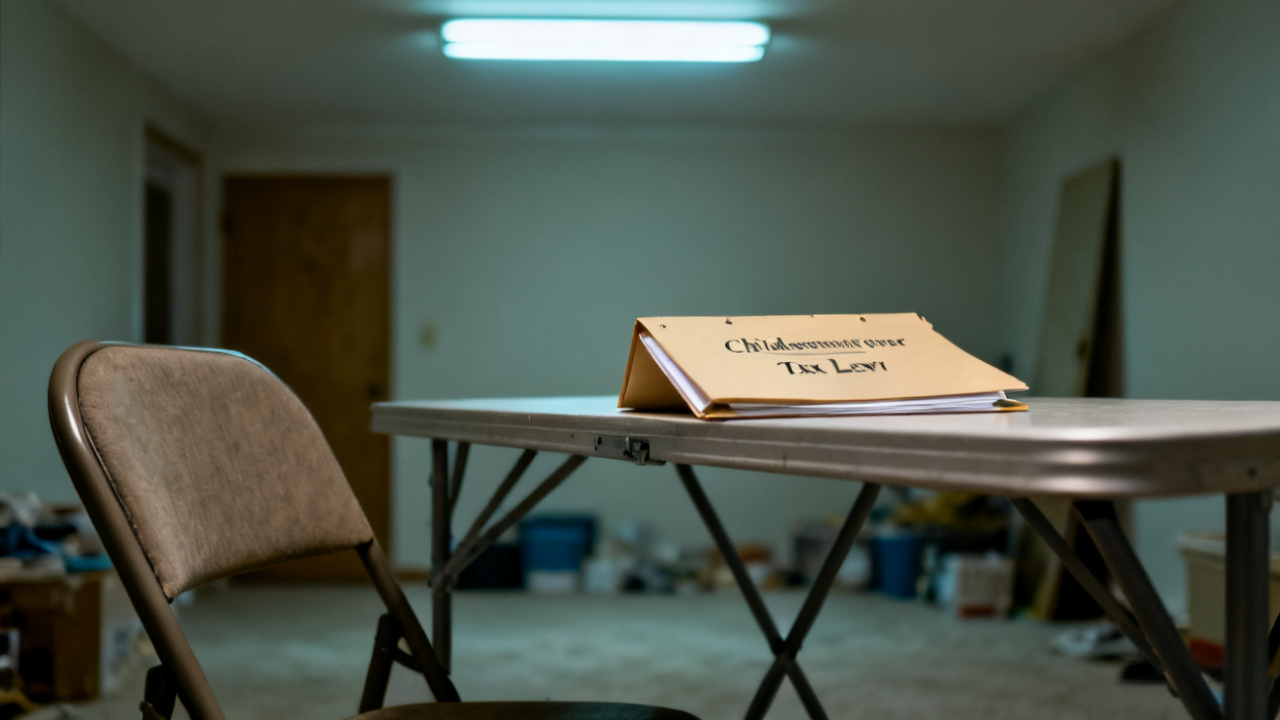 child-support order tax levy folder on a kitchen table