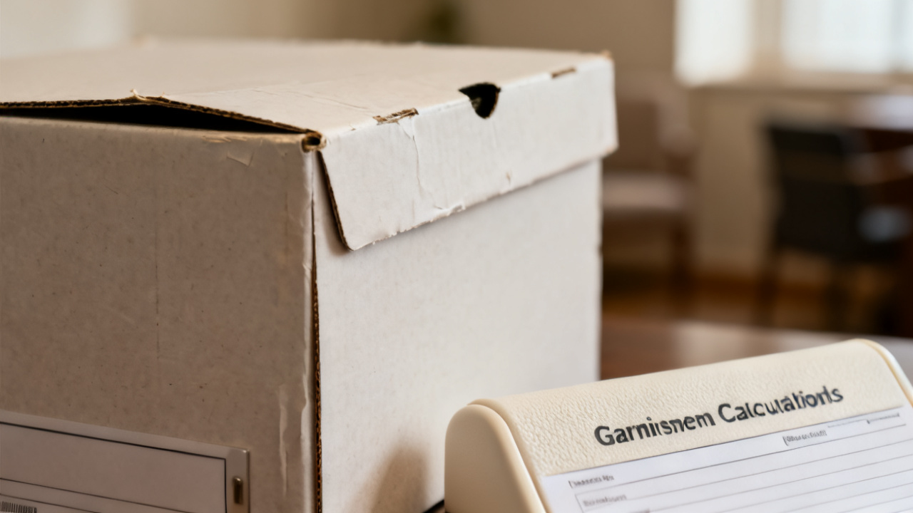 garnishment calculation sheet pay beside a closed folder