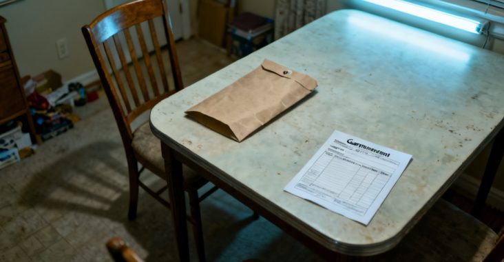 garnishment calculation sheet pay on a kitchen table