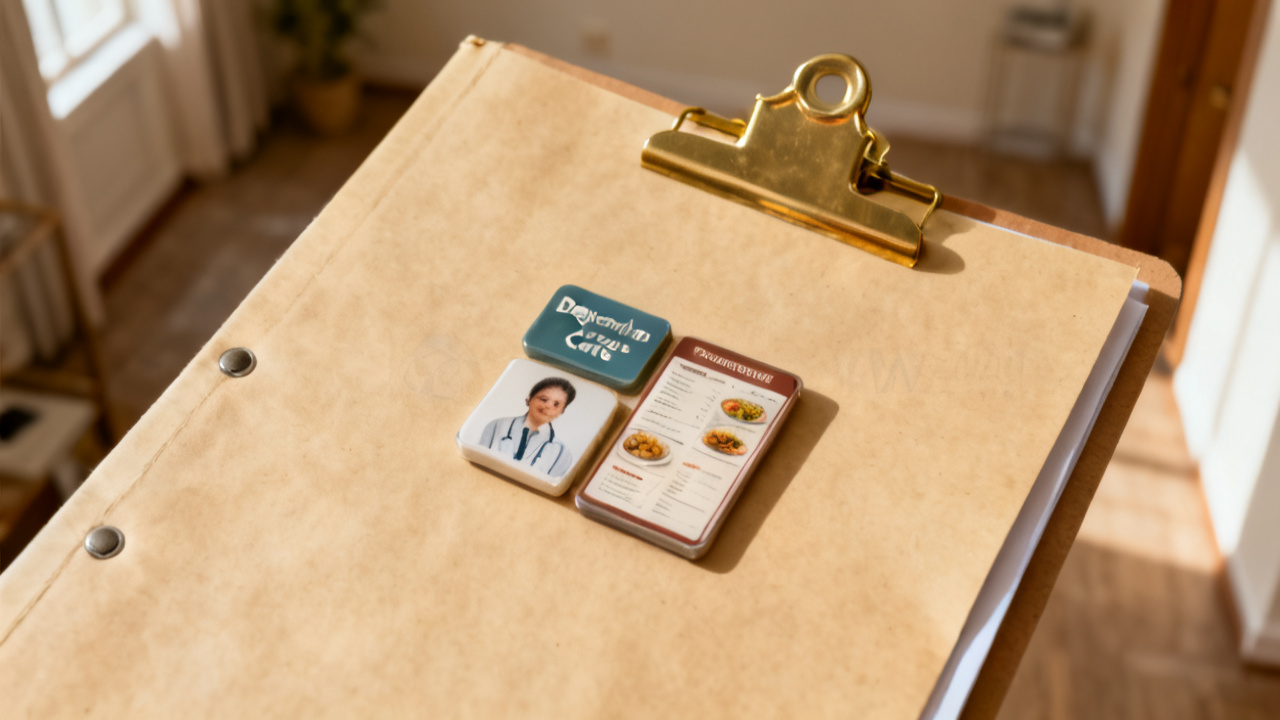 Crop of dependent care benefits in folder on window seat