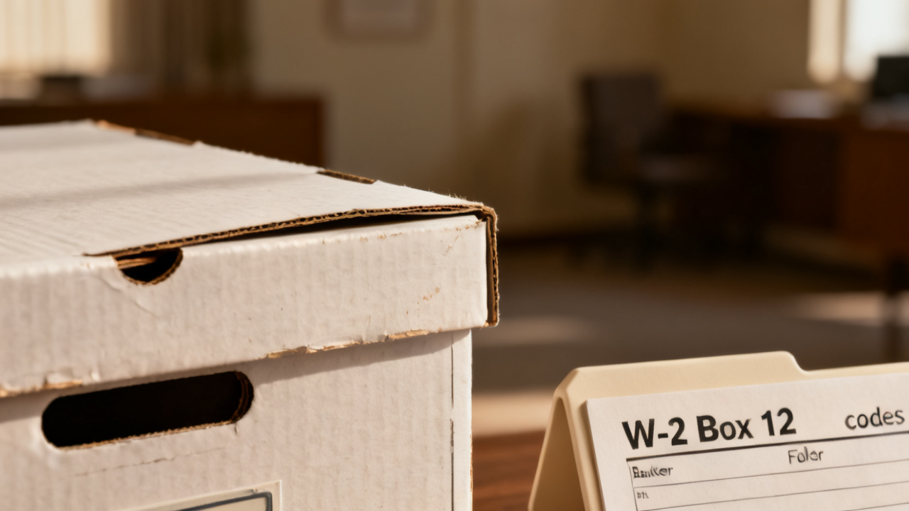 Crop of w-2 box 12 codes folder on office nook
