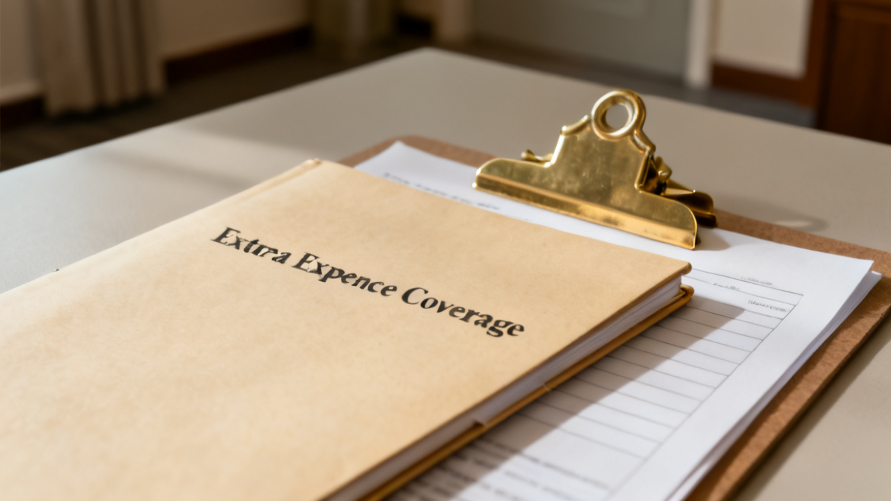 extra expense coverage business folder close-up, unlabeled