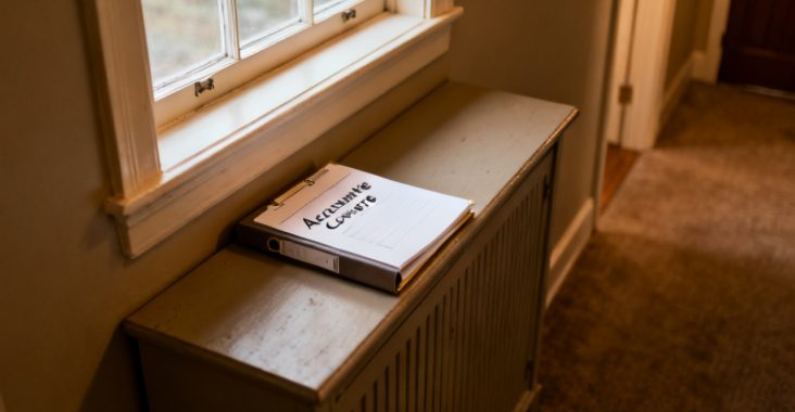 Quiet mail slot floor for accounts receivable coverage folder