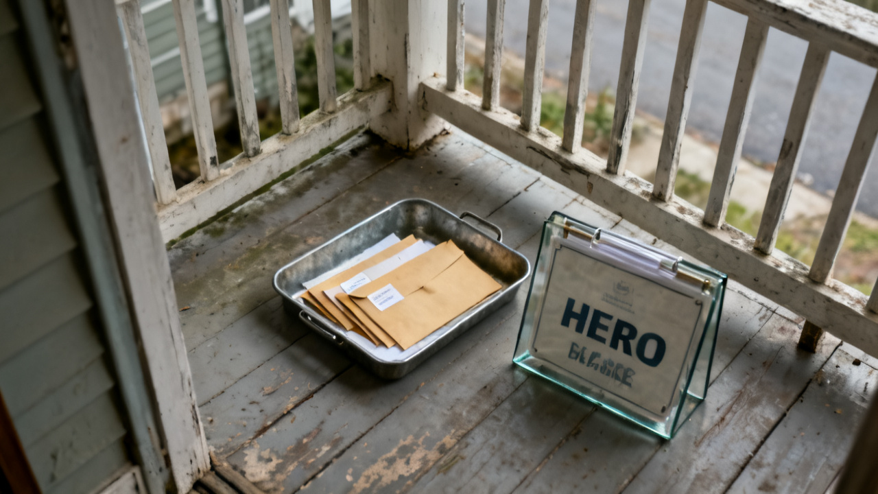 signs glass folder on a mudroom bench