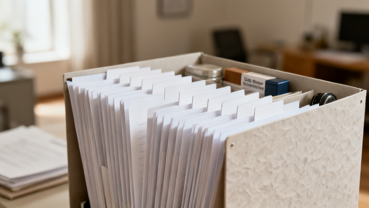 Crop of utility service endorsement spoilage folder on spare-room folding table