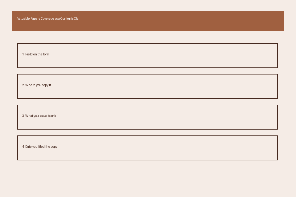 Diagram of valuable papers coverage contents folder fields