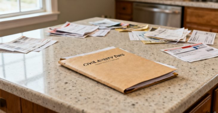 Quiet mail slot floor for civil authority days business folder