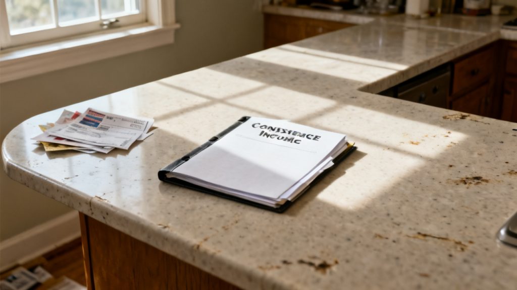 Quiet basement metal shelf for contingent business income folder