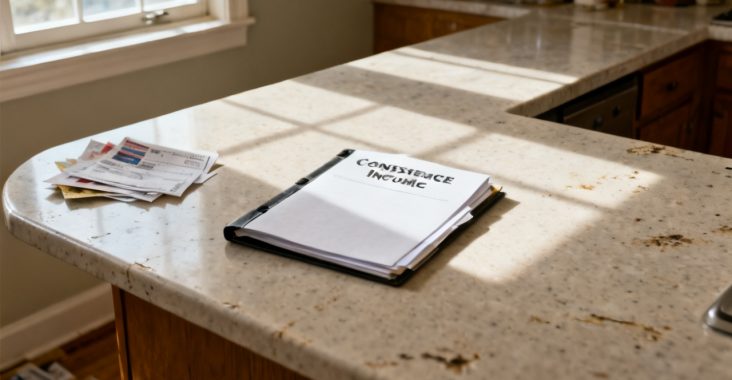 Quiet basement metal shelf for contingent business income folder