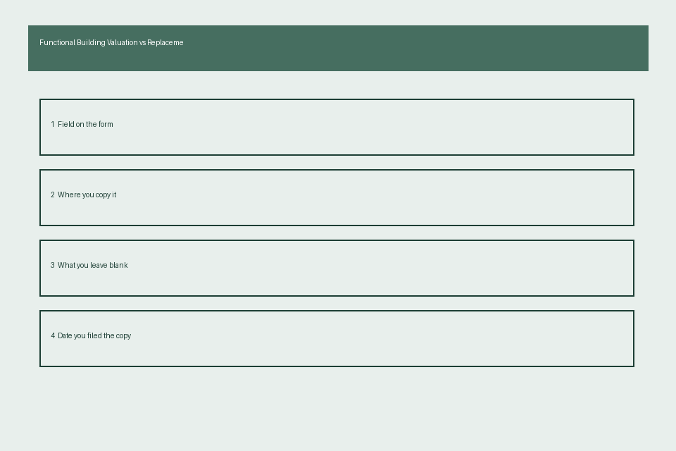 Illustrative field card for Functional Building Valuation Replacement