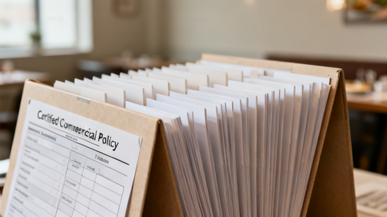banker's box with certified commercial property policy folder