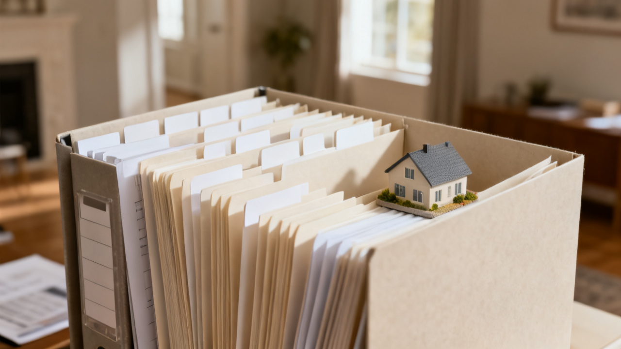off-premises property property in folder beside a closed packet